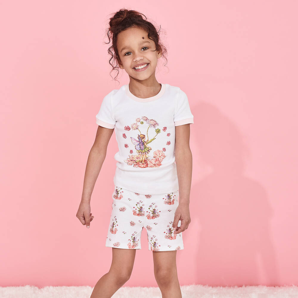 فلاور فيريز باي تشلدرن صالون-بيجاما شورت قطن لون أبيض للبنات | Childrensalon Outlet