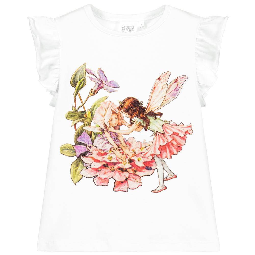 Flower Fairies™ by Childrensalon - Girls White Cotton T-Shirt | Childrensalon