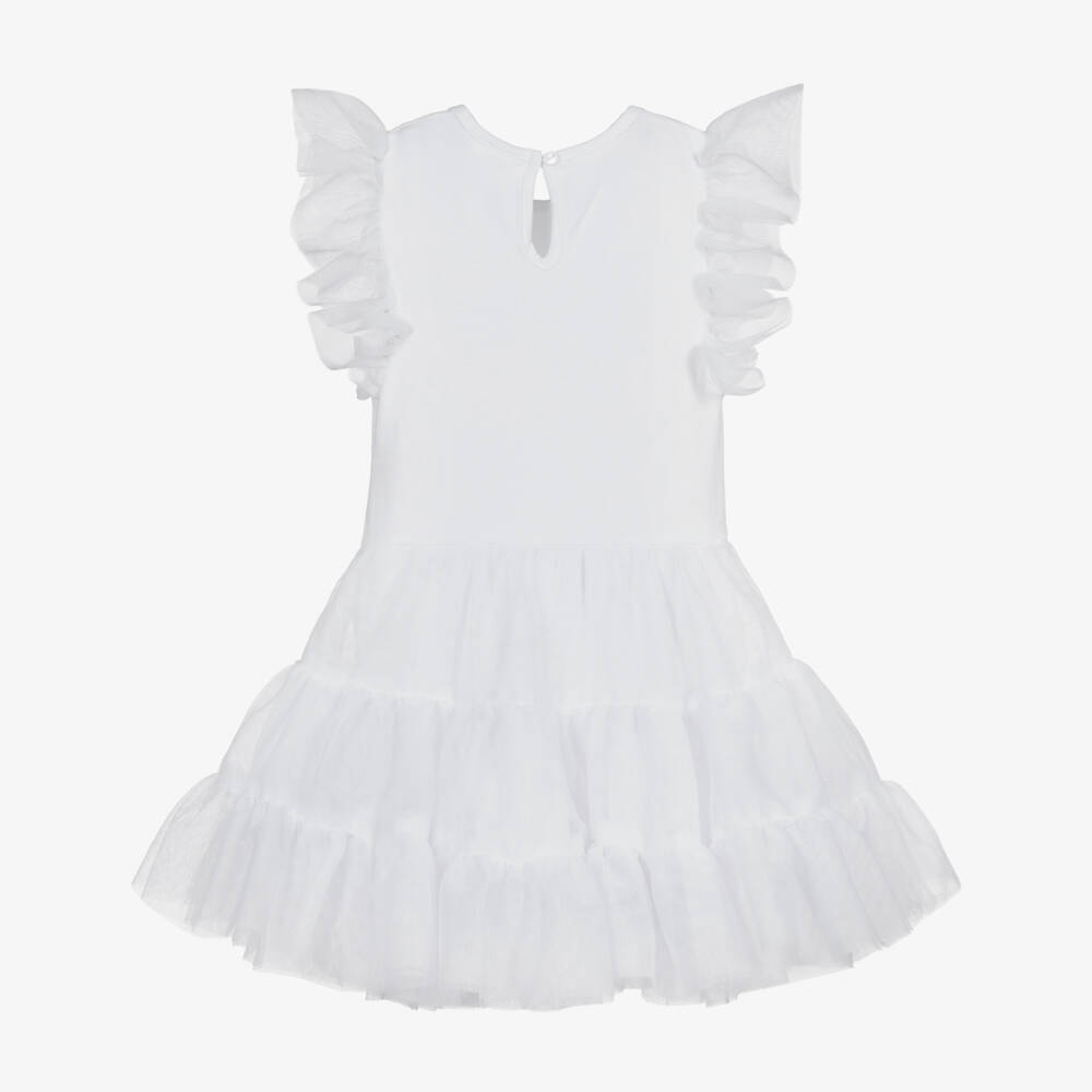 Flower Fairies™ by Childrensalon-فستان قطن جيرسي وتول لون أبيض | Childrensalon Outlet