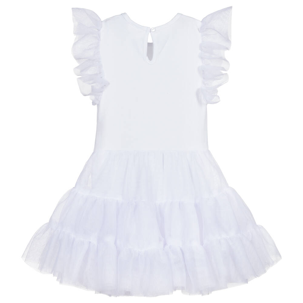 Flower Fairies™ by Childrensalon-Girls White Cotton & Tulle Dress | Childrensalon Outlet
