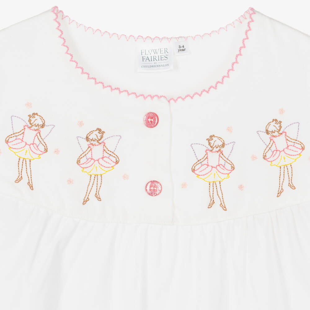 Flower Fairies™ by Childrensalon-Girls White Embroidered Cotton Nightwear | Childrensalon Outlet