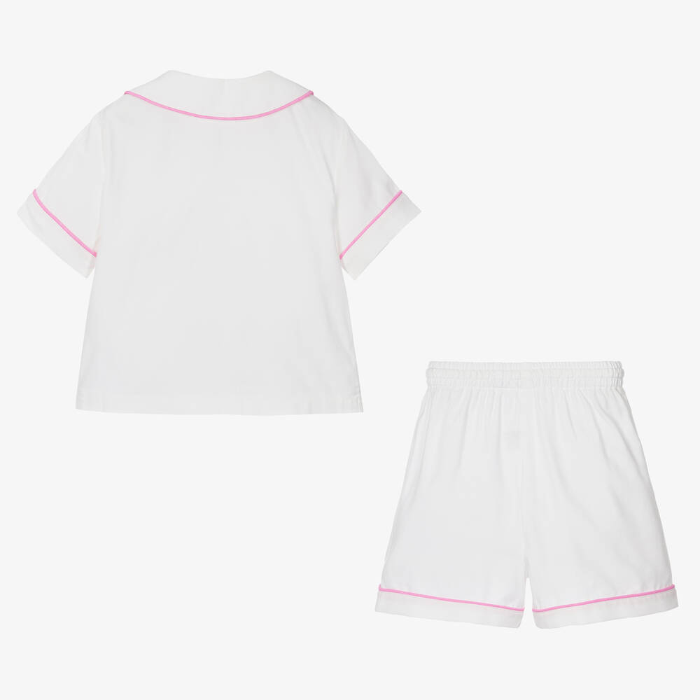 Flower Fairies™ by Childrensalon-Girls White Embroidered Cotton Pyjamas | Childrensalon Outlet