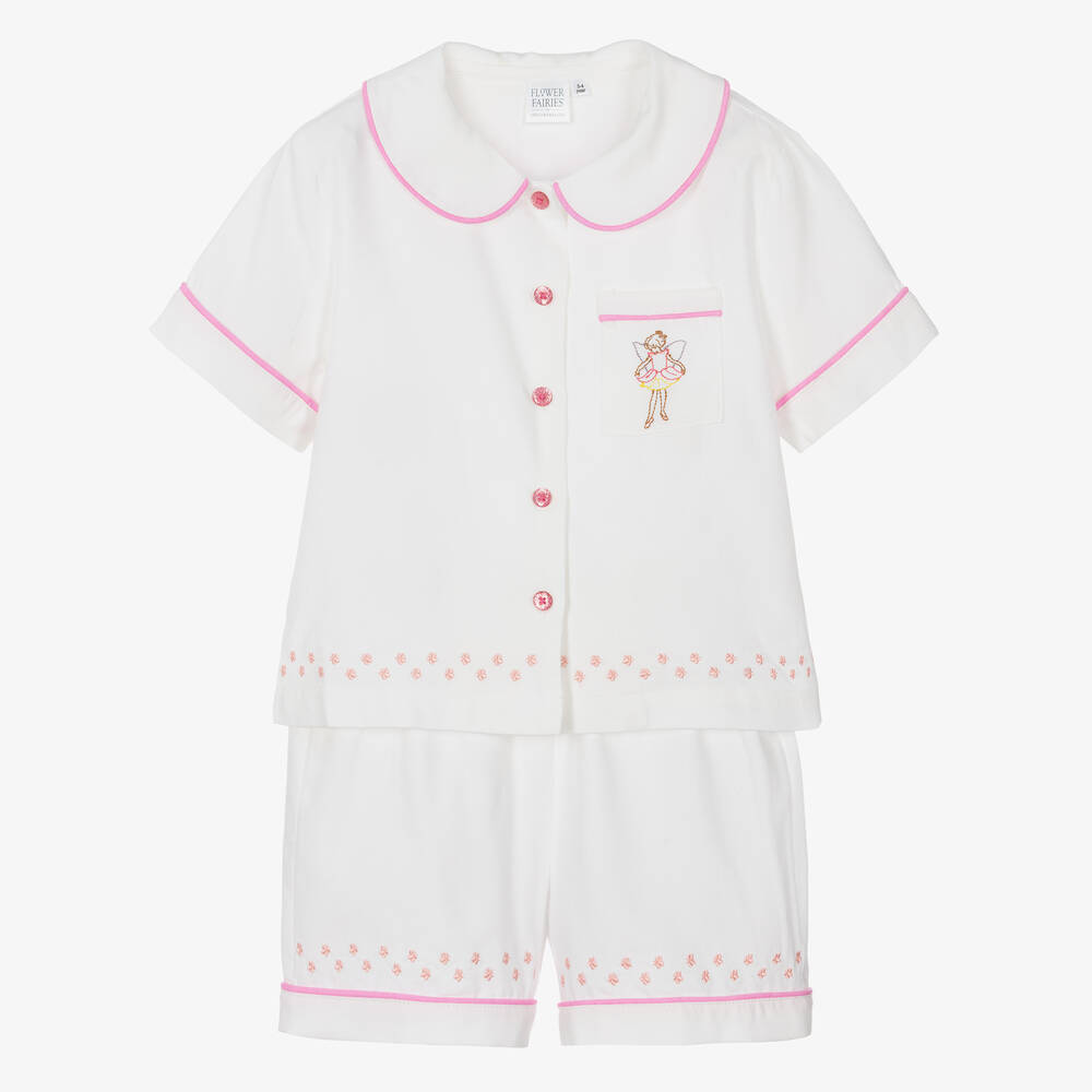 Flower Fairies™ by Childrensalon-Белая хлопковая пижама с вышивкой для девочек | Childrensalon Outlet