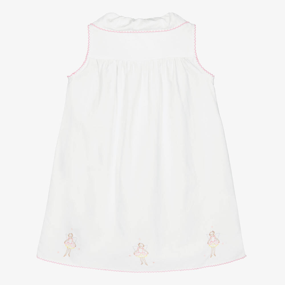 Flower Fairies™ by Childrensalon-Girls White Embroidered Fairy Cotton Personalised Nightdress | Childrensalon Outlet