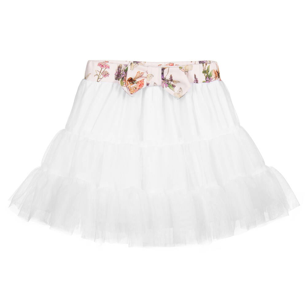 Flower Fairies™ by Childrensalon - Girls White Tiered Tulle Skirt  | Childrensalon