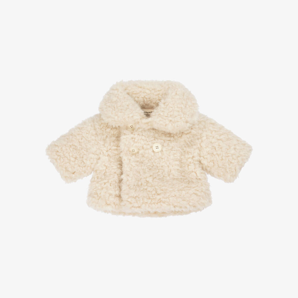 1 + in the family-Fluffy Ivory Sherpa Fleece Pram Coat | Childrensalon Outlet