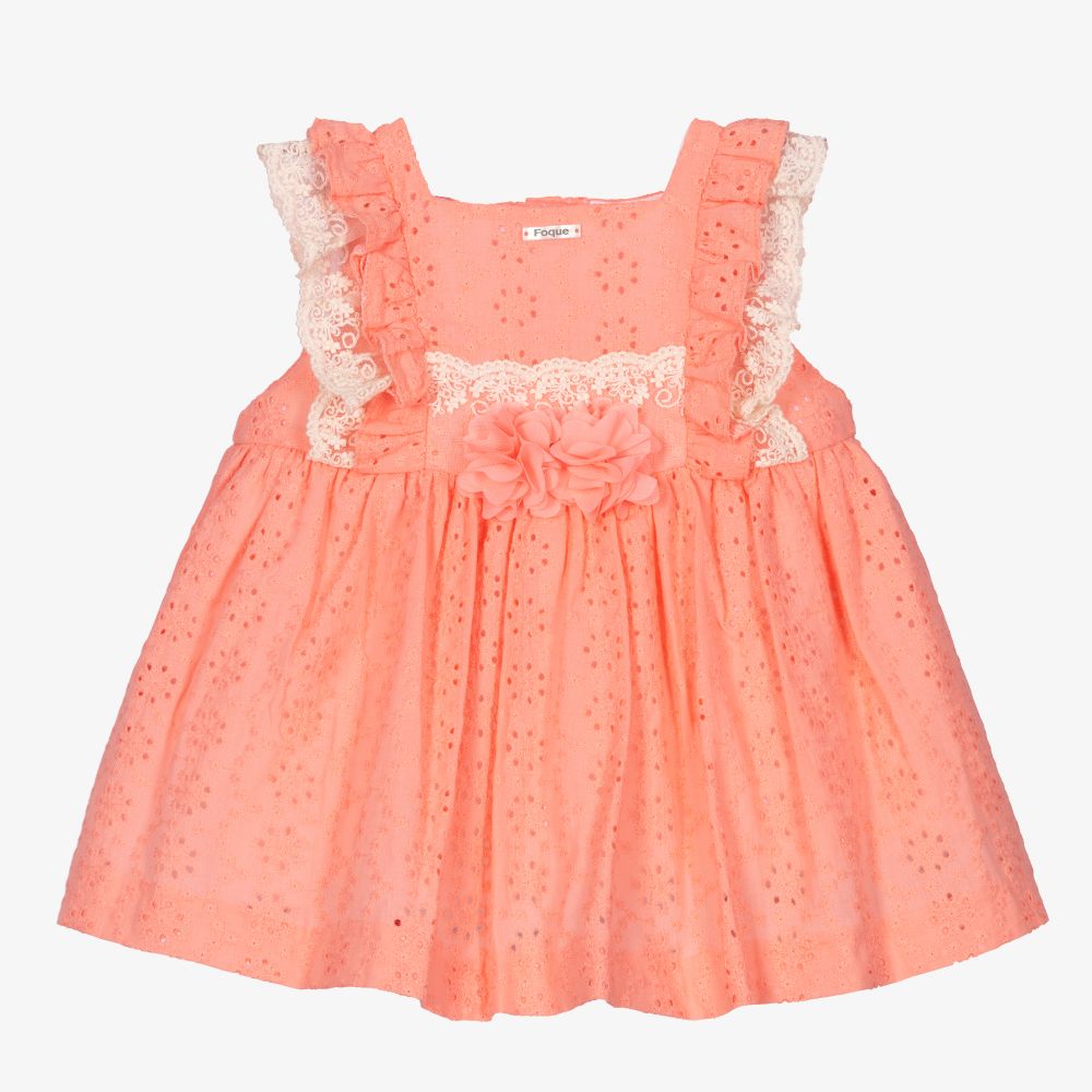 Foque - Кораллово-розовое платье и чепец для малышей | Childrensalon