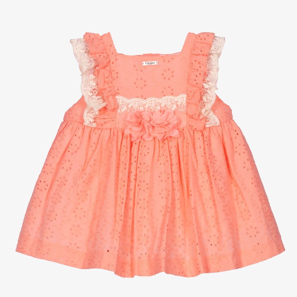 Foque-Baby Coral Pink Dress Set | Childrensalon Outlet