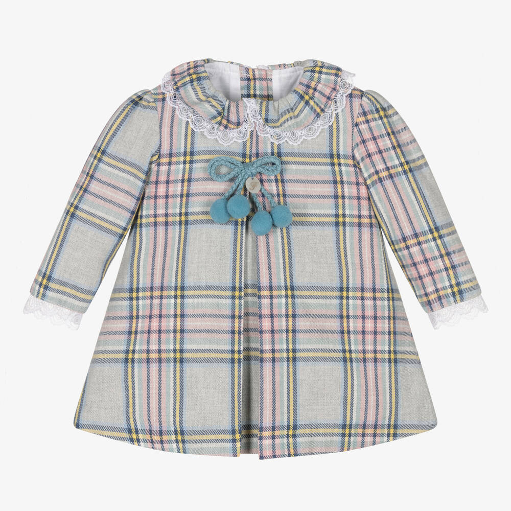 Foque - Baby Girls Grey Check Twill Dress | Childrensalon