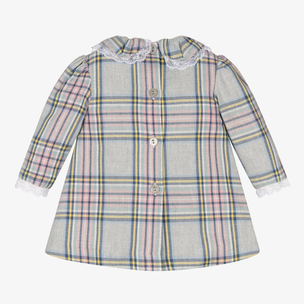 Foque-Baby Girls Grey Check Twill Dress | Childrensalon Outlet