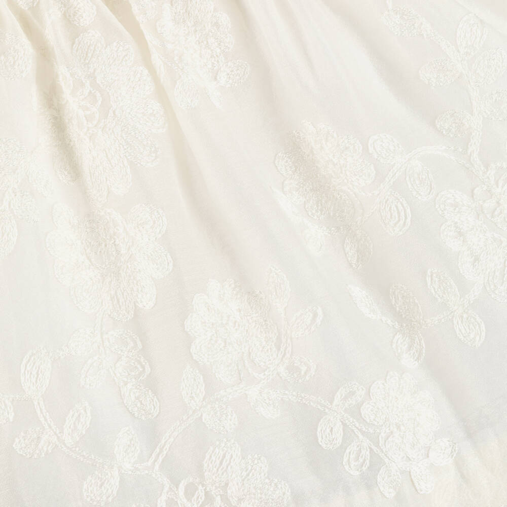 Foque-Baby Girls Ivory Floral Embroidered Dress Set | Childrensalon Outlet