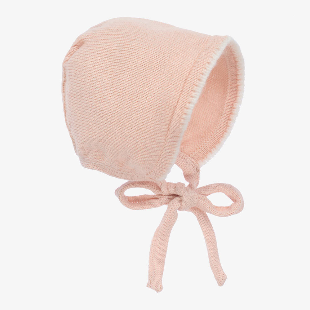 Foque - Baby Girls Pink Knitted Bonnet | Childrensalon