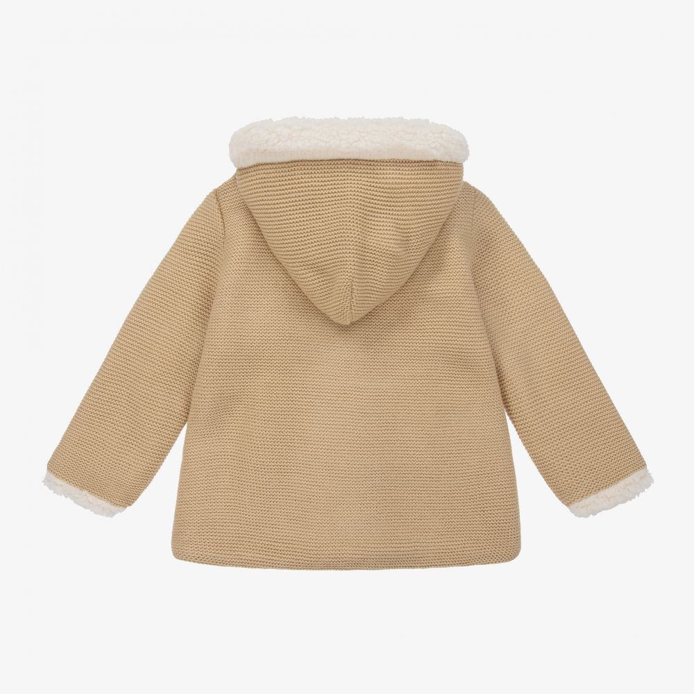 Foque-Beige Knit Fleece-Lined Coat | Childrensalon Outlet