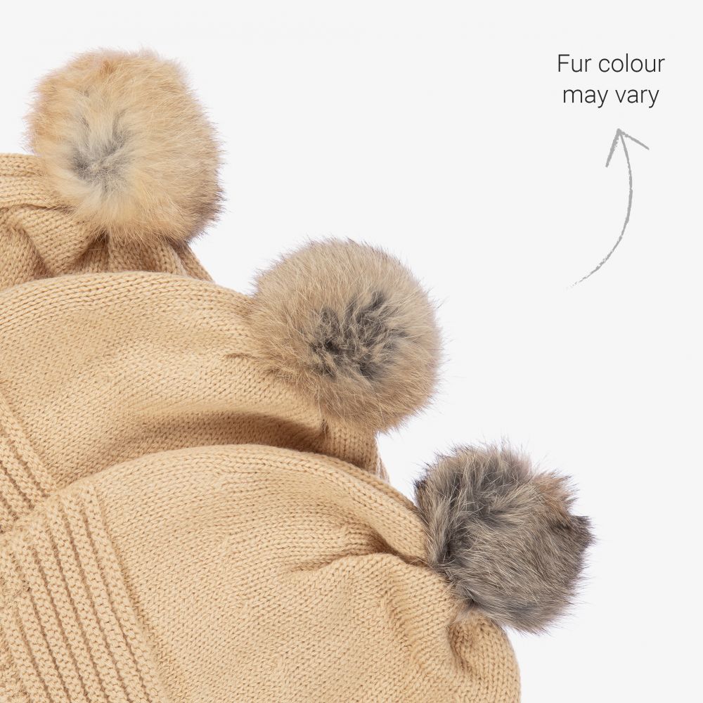 Foque-Beige Knit Hat & Scarf | Childrensalon Outlet