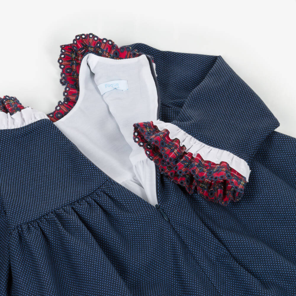 Foque-Blue And Tartan Dress | Childrensalon Outlet