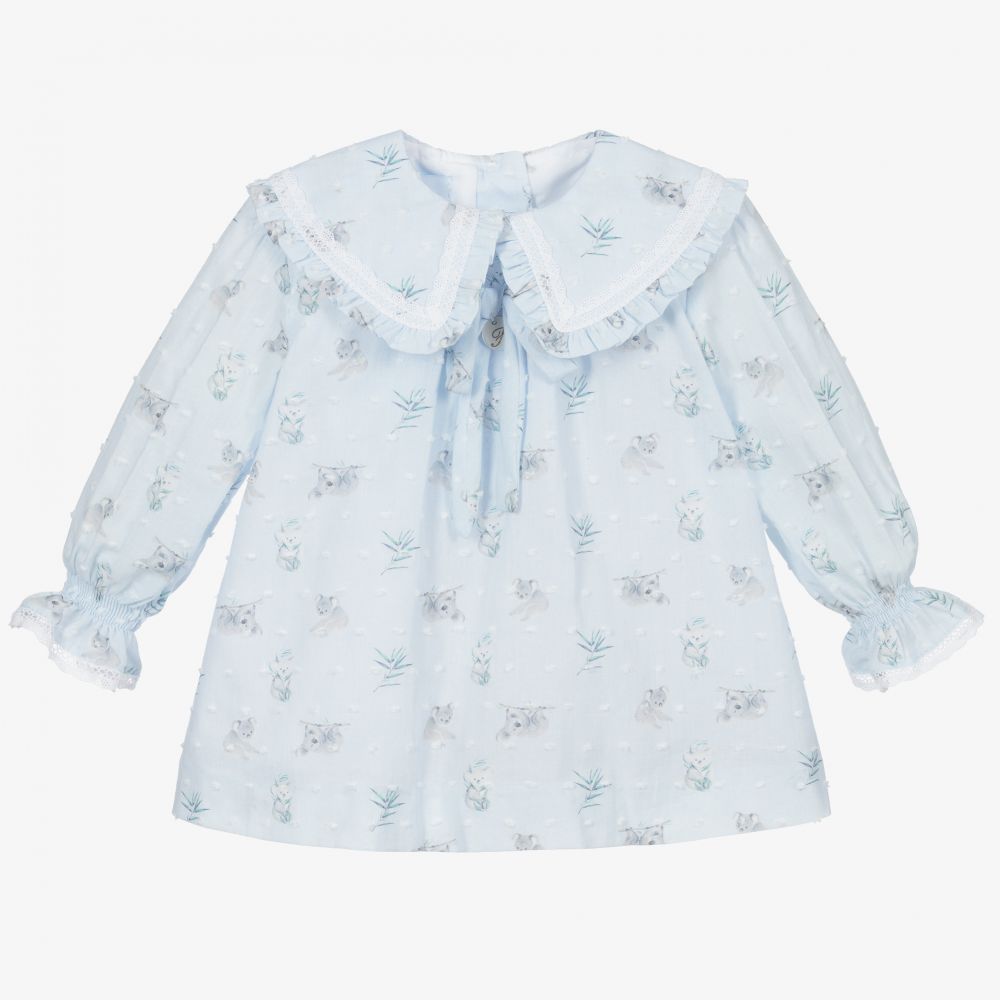 Foque-Blue Cotton Dress & Knickers | Childrensalon Outlet
