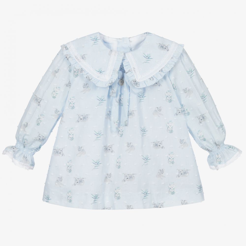 Foque - Blue Cotton Dress & Knickers | Childrensalon