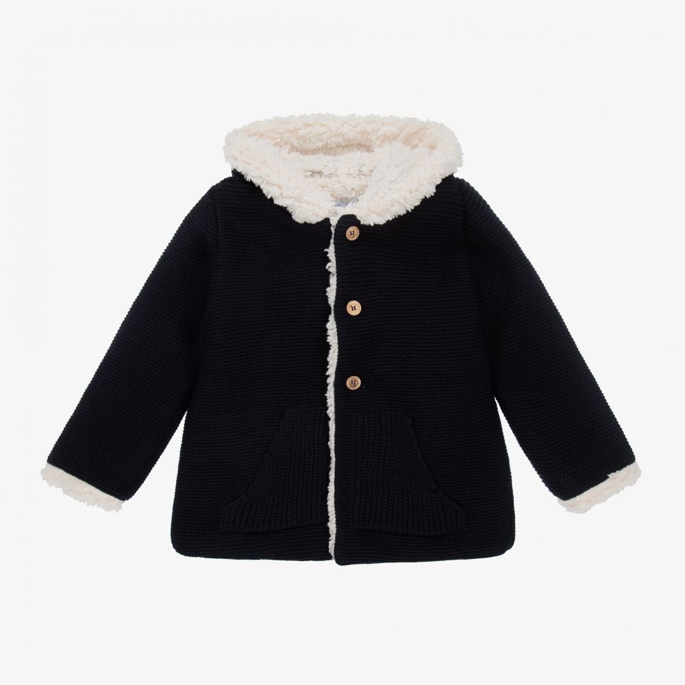 Foque - Blue Knit Fleece-Lined Coat | Childrensalon