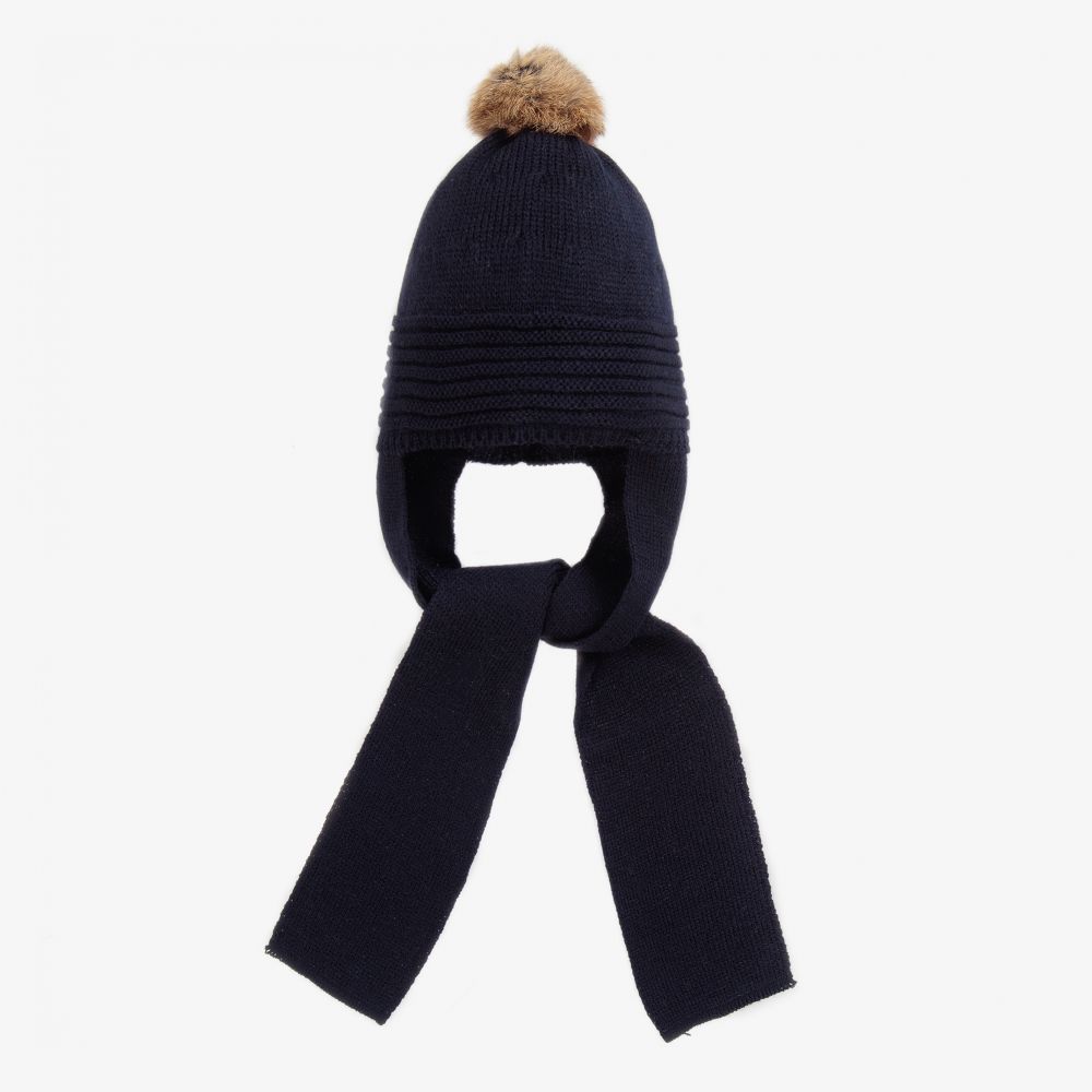 Foque-Blue Knit Hat & Scarf | Childrensalon Outlet