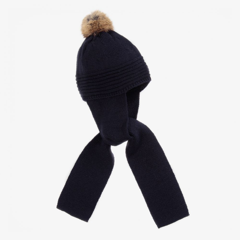 Foque-Blue Knit Hat & Scarf | Childrensalon Outlet