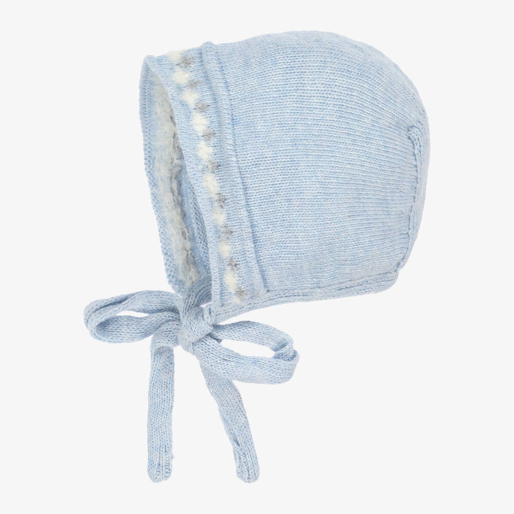 Foque-Blue Knitted Baby Bonnet | Childrensalon Outlet