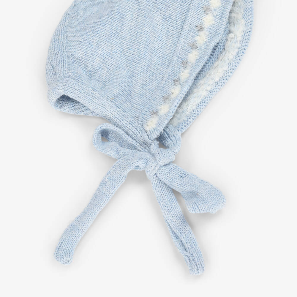 Foque-Blue Knitted Baby Bonnet | Childrensalon Outlet