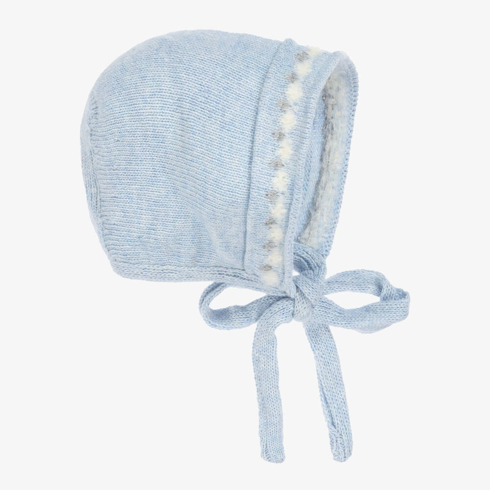 Foque-Blue Knitted Baby Bonnet | Childrensalon Outlet