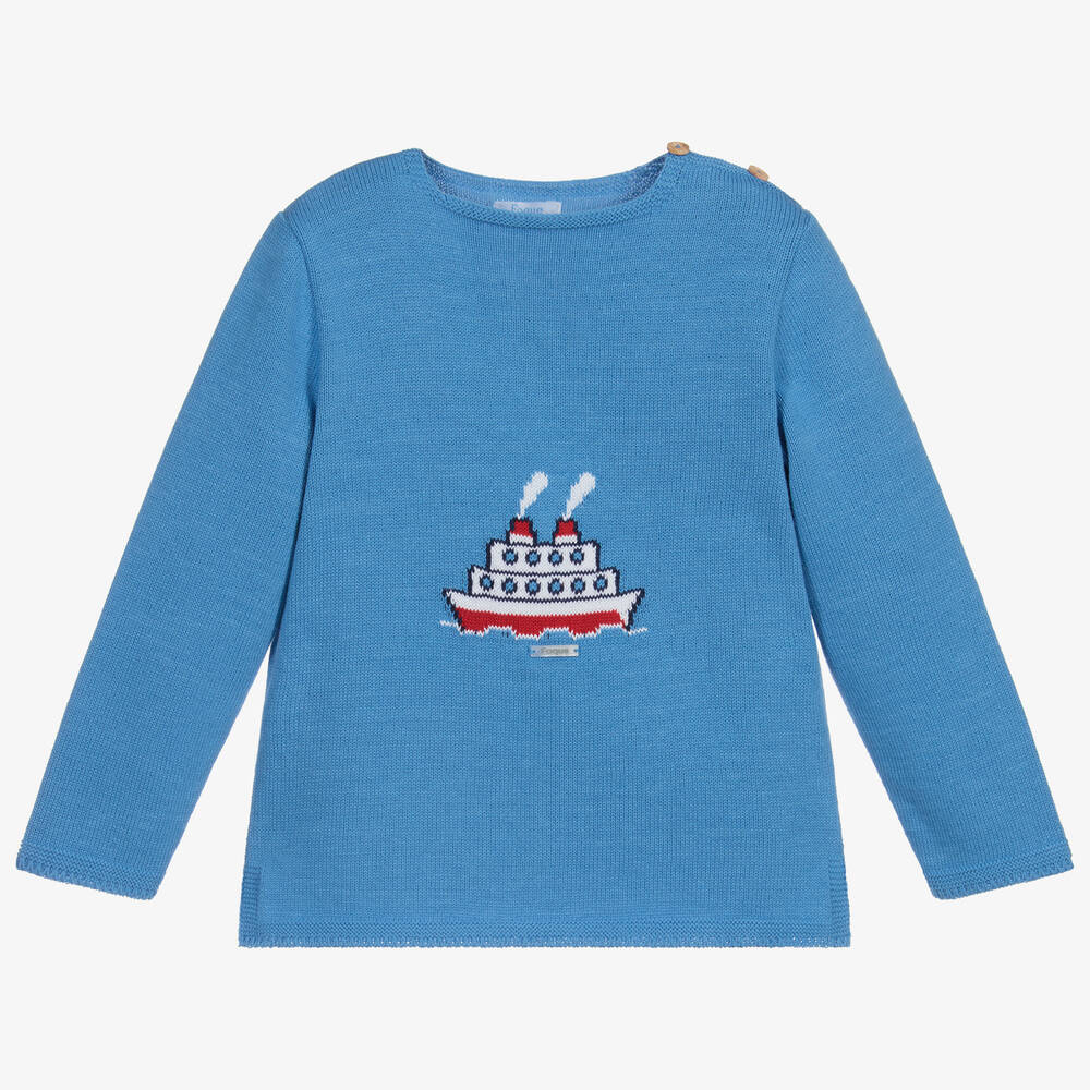 Foque - Blauer Baumwollstrickpullover | Childrensalon