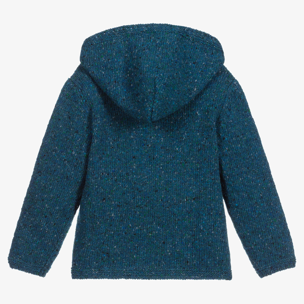 Foque-كنزة هودي صوف محبوك لون أزرق للأولاد | Childrensalon Outlet