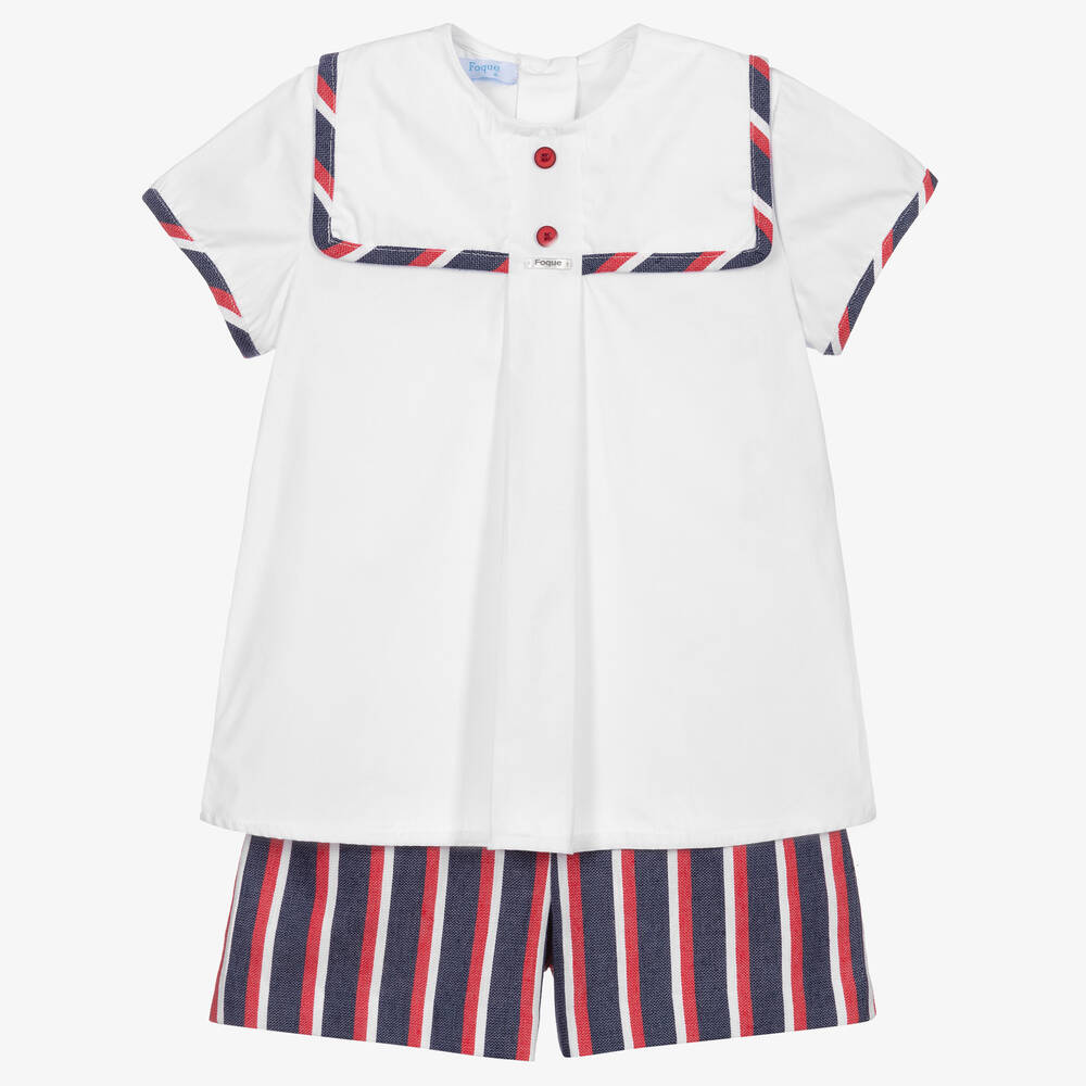 Foque - Ensemble short marin rayé bleu | Childrensalon