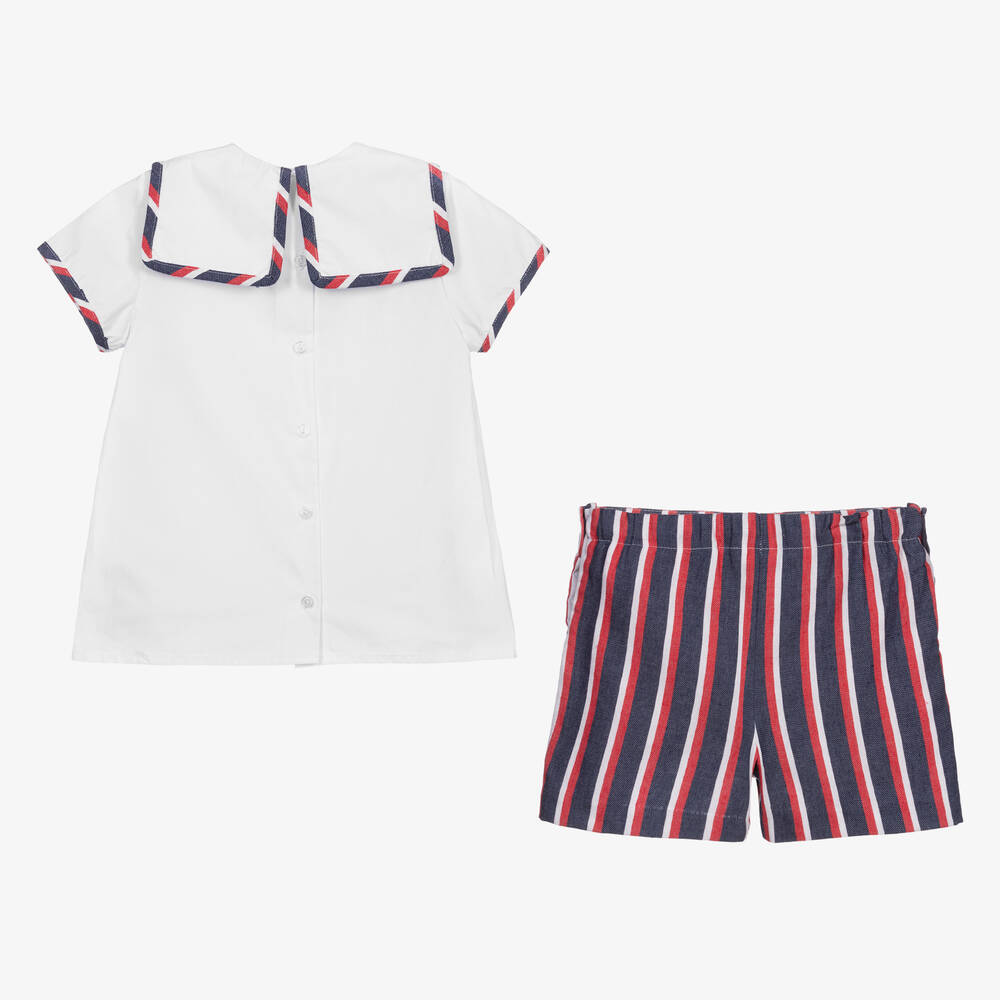Foque-Blue Stripe Sailor Shorts Set | Childrensalon Outlet