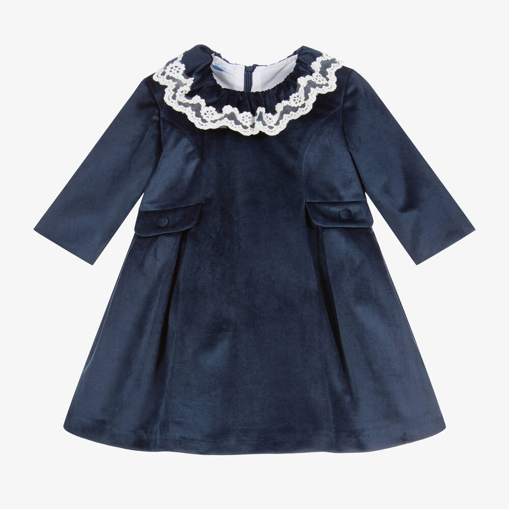 Foque - Blue Velvet Dress  | Childrensalon