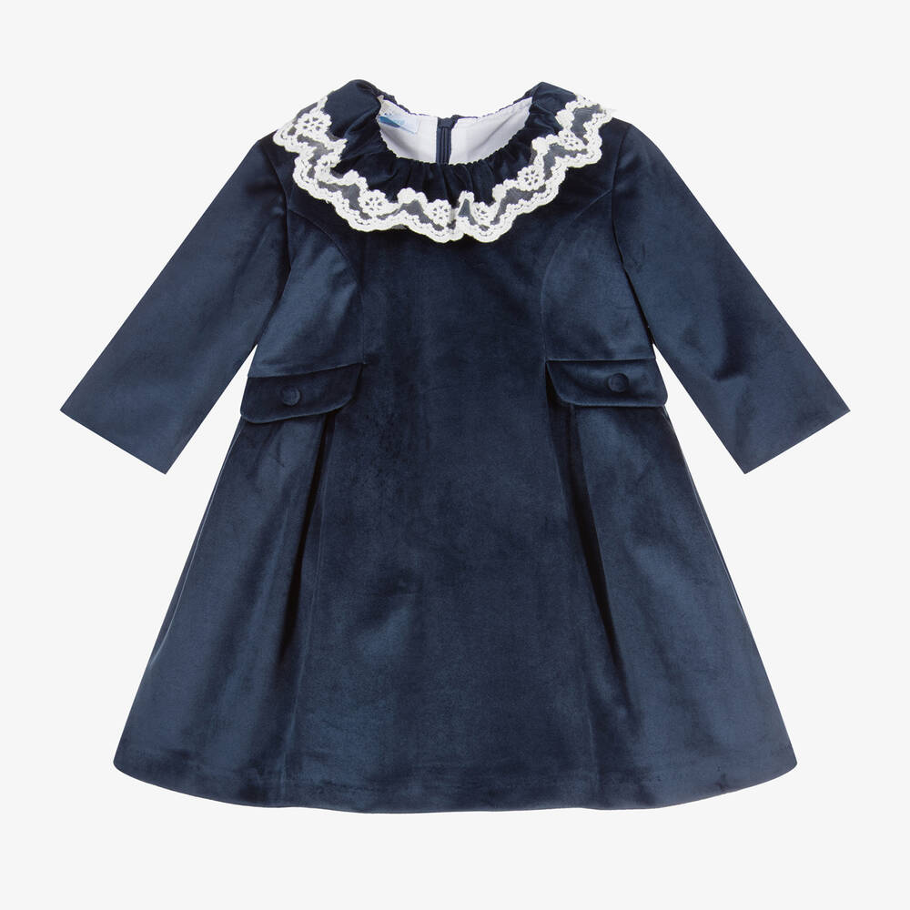 Foque - Blaues Samtkleid  | Childrensalon