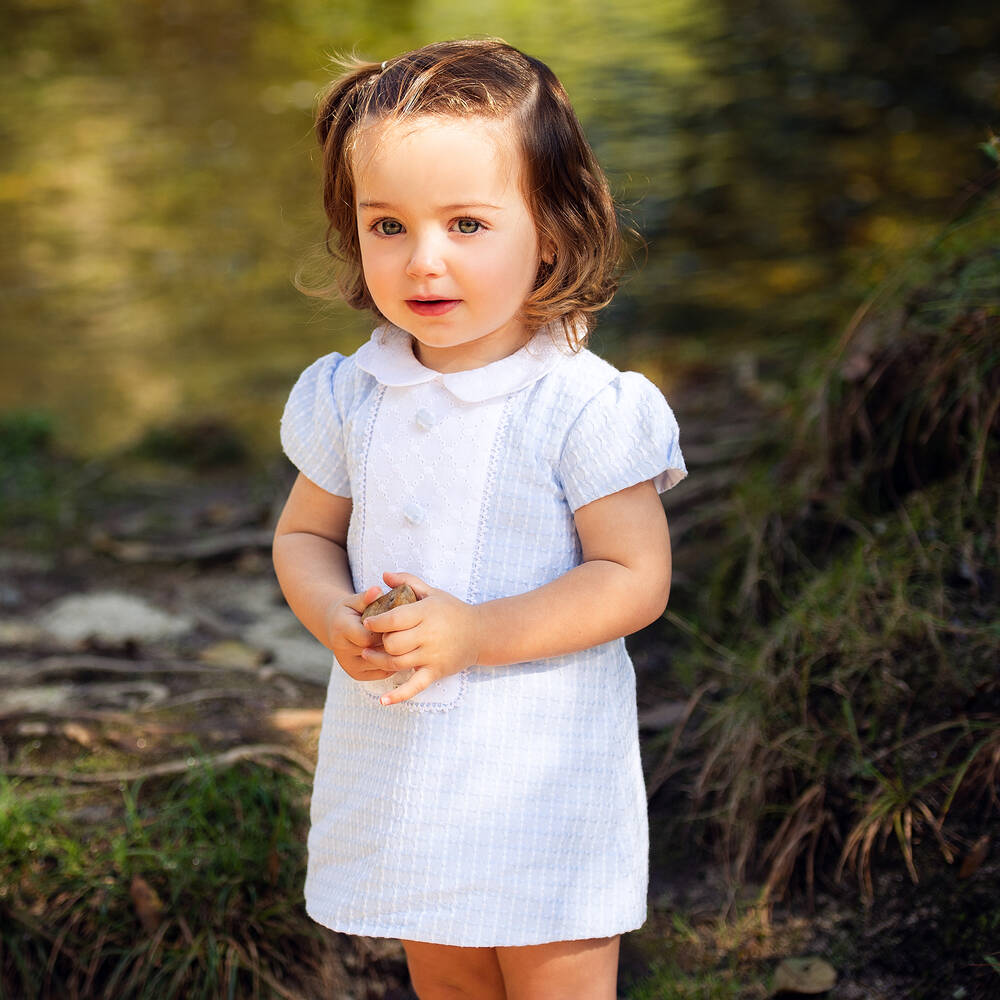 Foque-Голубое платье с белым воротником для малышей | Childrensalon Outlet