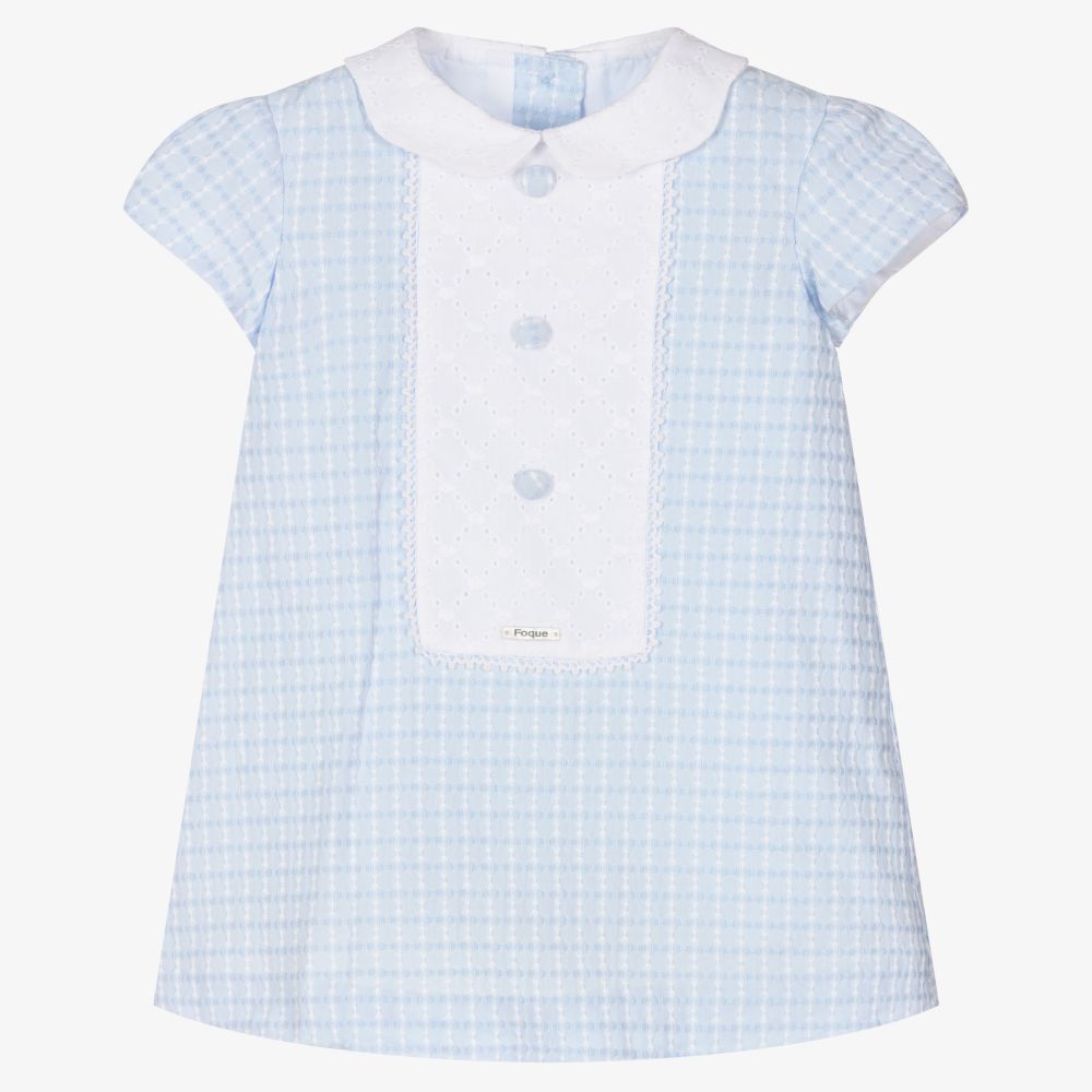 Foque - Blue & White Collar Baby Dress | Childrensalon