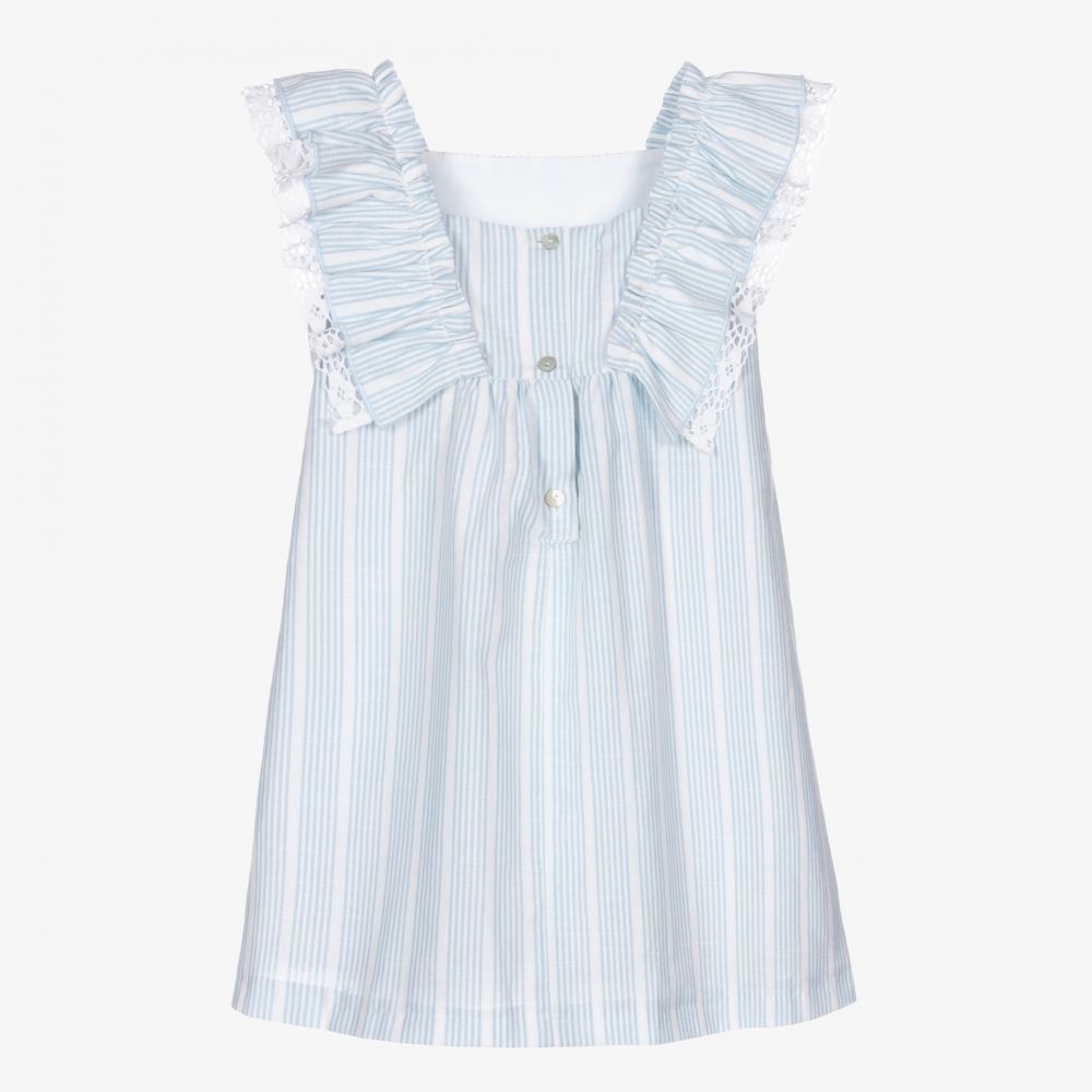 Foque-Blue & White Cotton Dress | Childrensalon Outlet