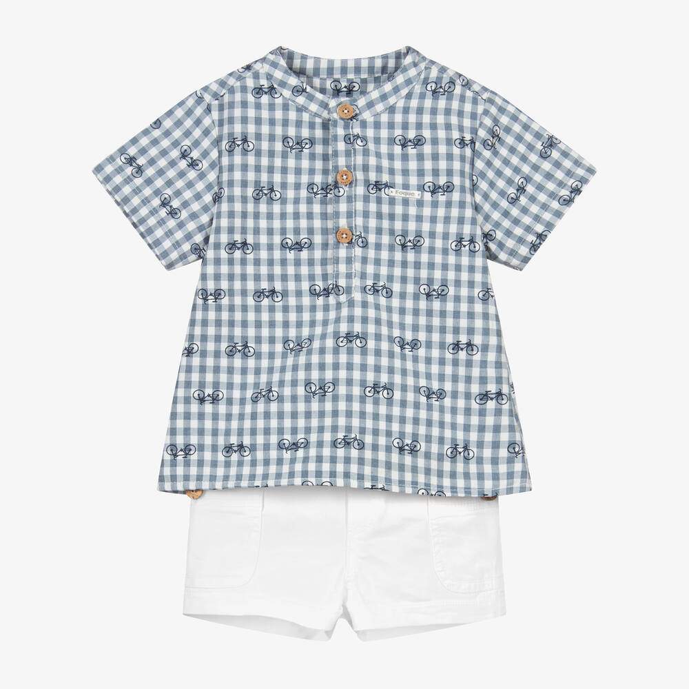 Foque - Белый топ и синие шорты из хлопка | Childrensalon