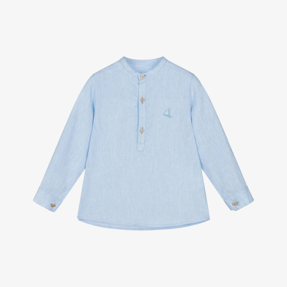 Foque-Boys Azure Linen Blend Outfit | Childrensalon Outlet