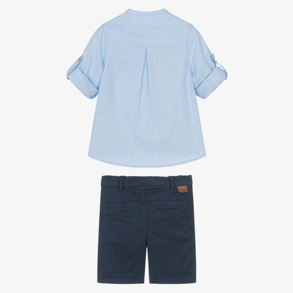 Foque-Boys Azure Linen Blend Outfit | Childrensalon Outlet