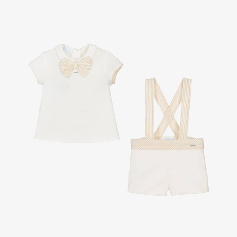 Foque-Бежевый льняной-хлопковый комплект для мальчиков | Childrensalon Outlet