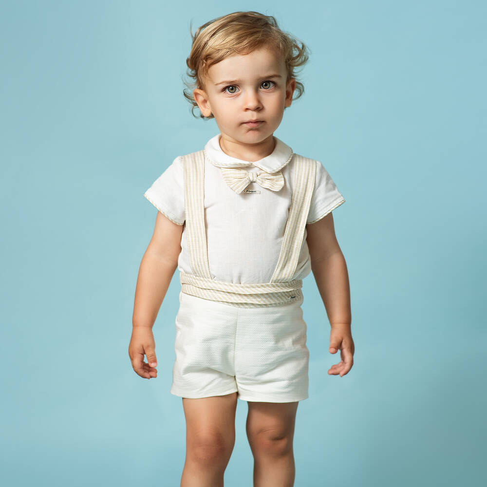 Foque-Бежевый льняной-хлопковый комплект для мальчиков | Childrensalon Outlet