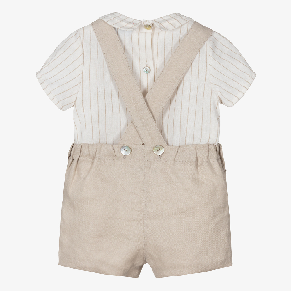 Foque-Boys Beige Linen Shorts Set | Childrensalon Outlet