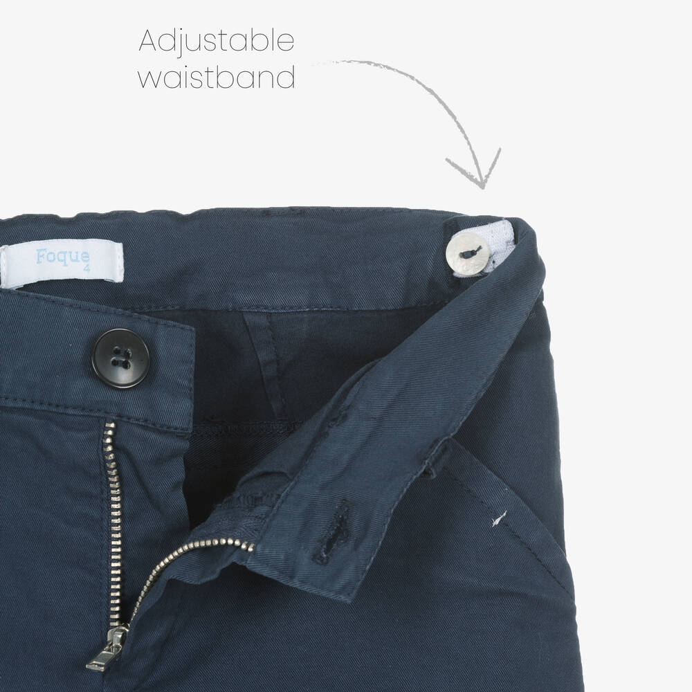 Foque-Boys Beige & Navy Blue Cotton Shorts Suit | Childrensalon Outlet