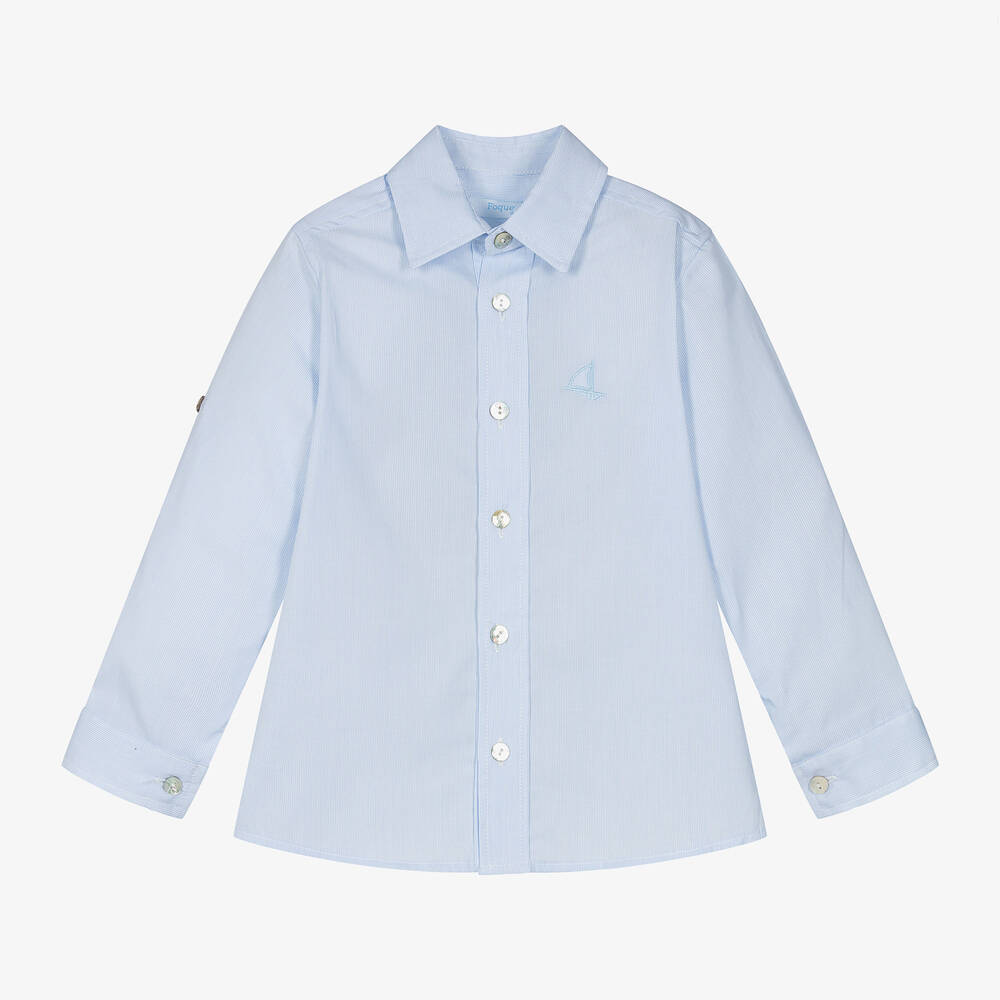 Foque-Boys Beige & Navy Blue Cotton Shorts Suit | Childrensalon Outlet