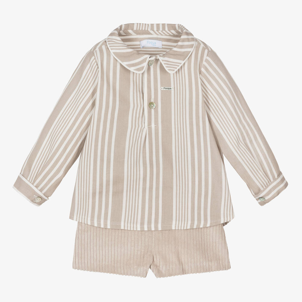 Foque - Рубашка в полоску и бежевые шорты | Childrensalon