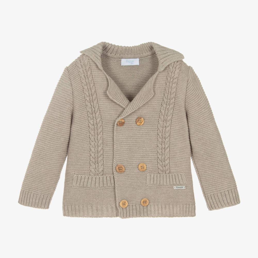 Foque-Boys Beige Wool Blend Cardigan | Childrensalon Outlet