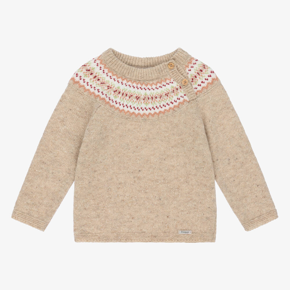 Foque - Beiger Wollstrickpullover (J) | Childrensalon