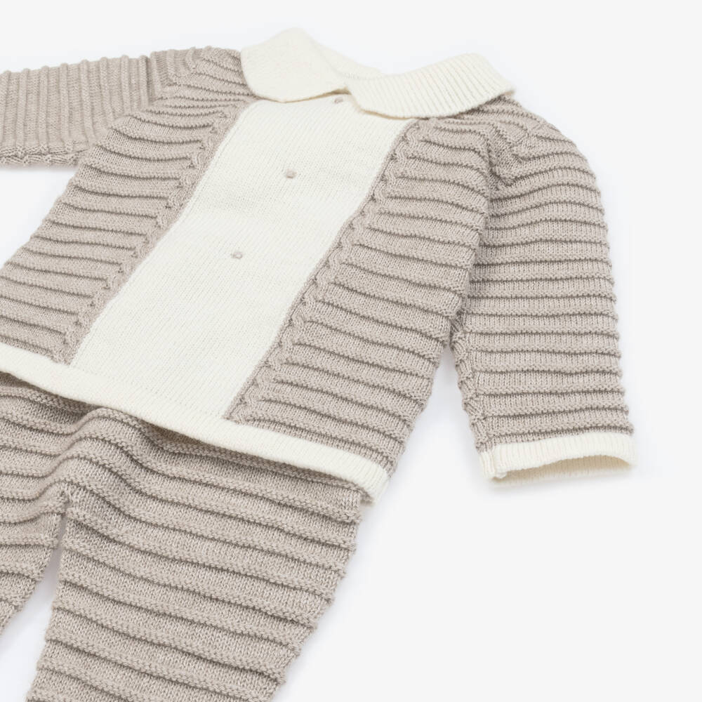Foque-Boys Beige Woollen Knit Outfit | Childrensalon Outlet