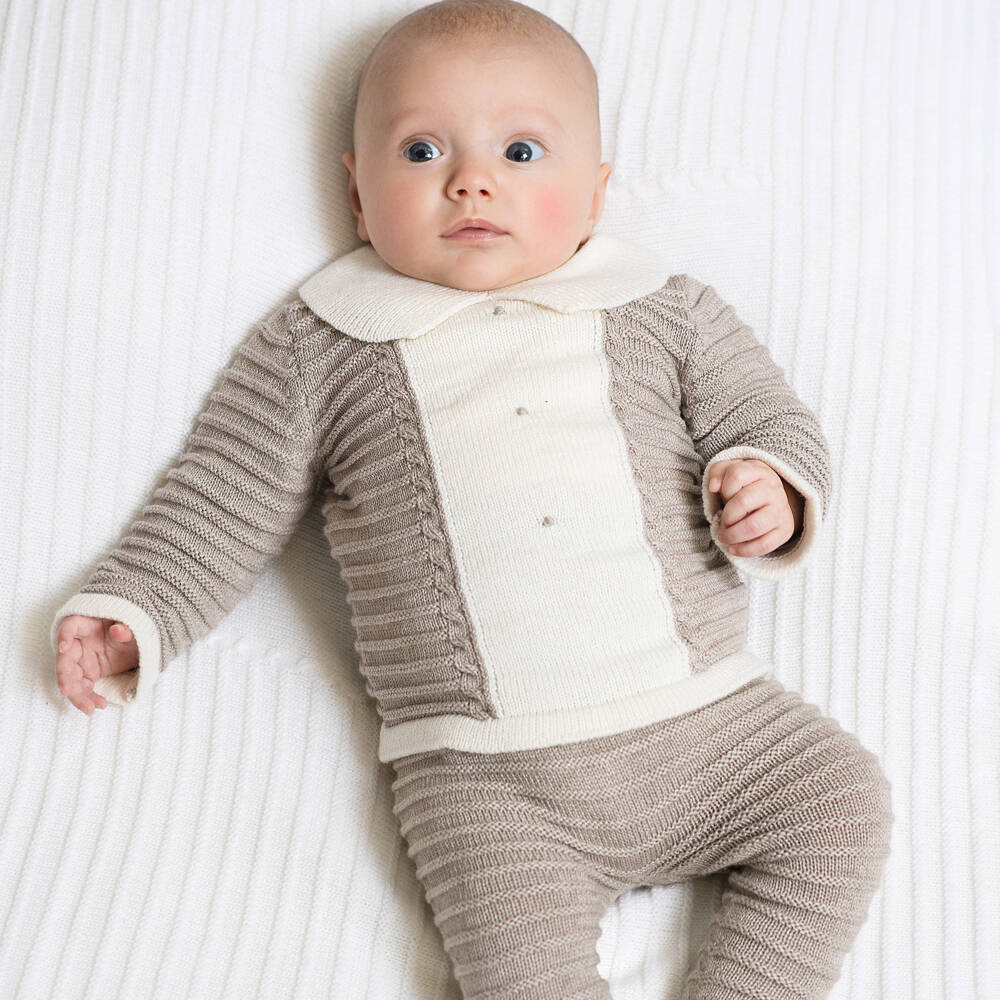 Foque-Boys Beige Woollen Knit Outfit | Childrensalon Outlet