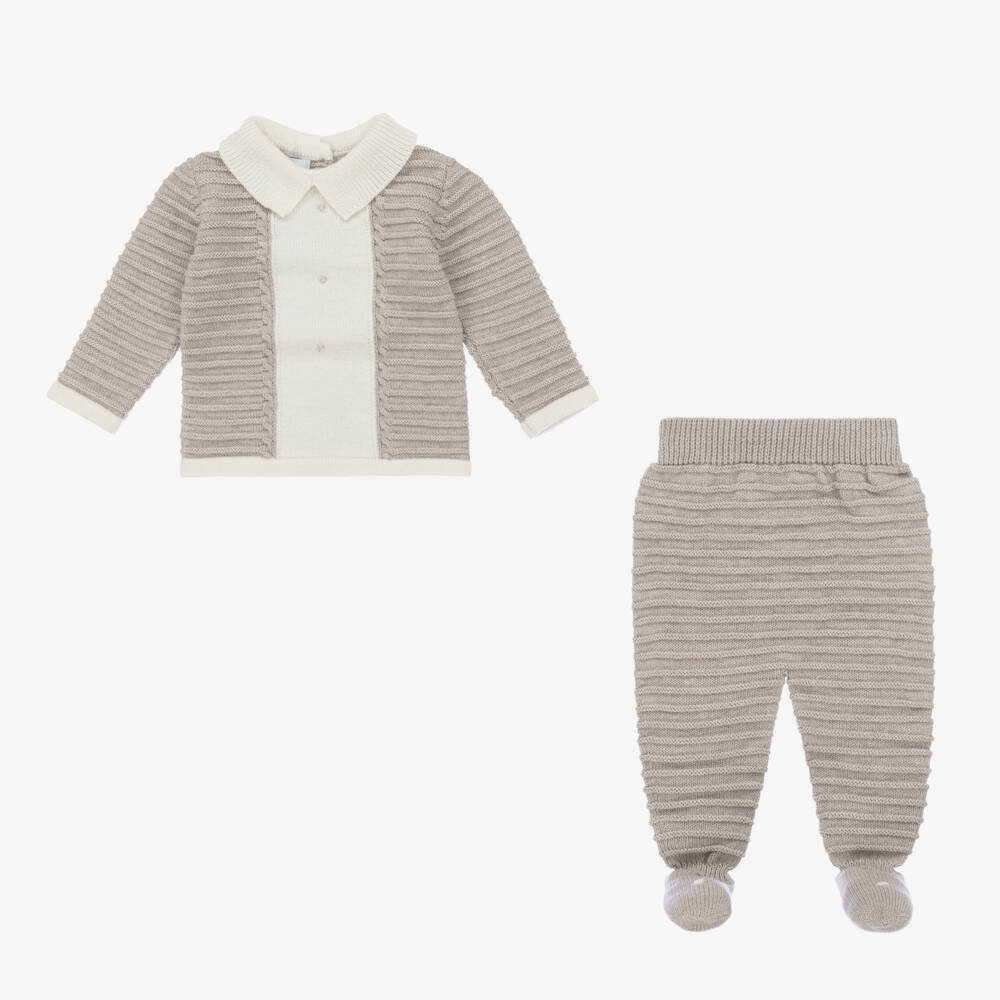 Foque-Boys Beige Woollen Knit Outfit | Childrensalon Outlet